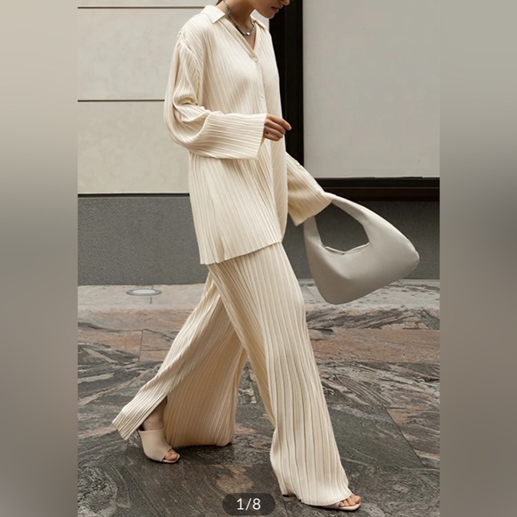 Commense Pants - NWT Commense Oversized Leisure Pleat Pockets Two Piece Pants Set, MED